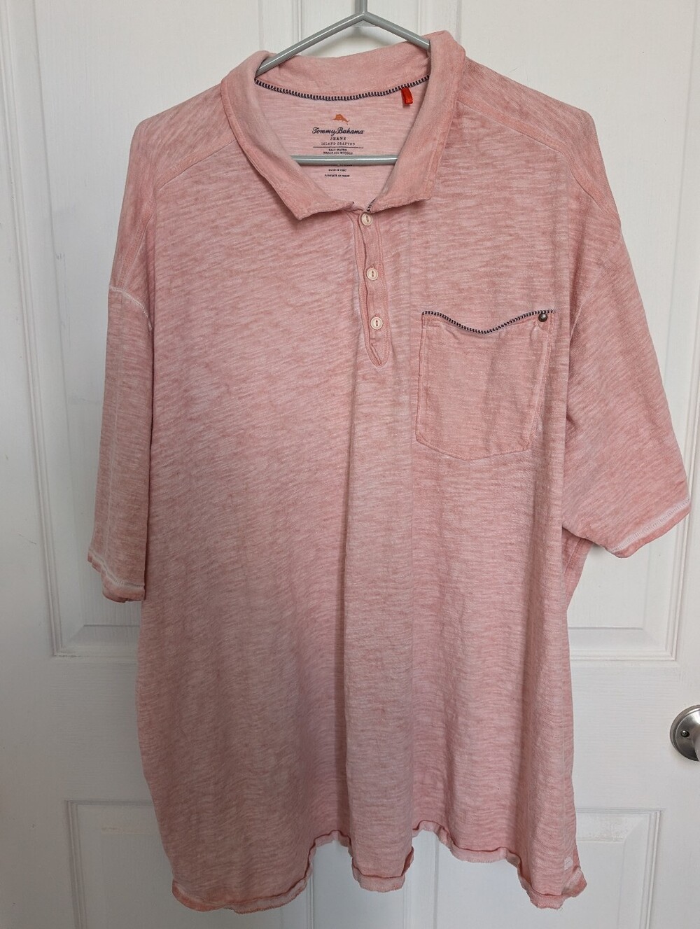 Tommy Bahama Heathered Light Pink Polo with Chest Pocket 3XL